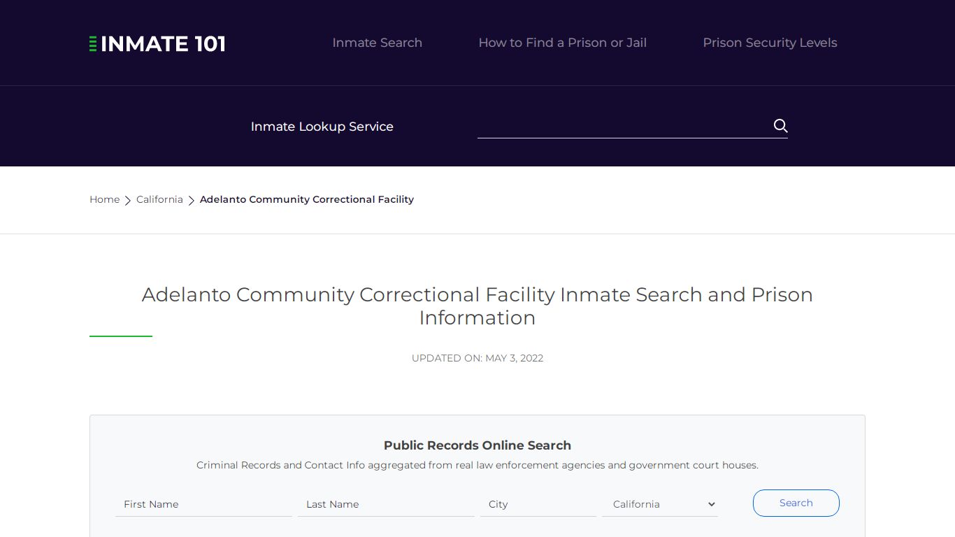 Adelanto Community Correctional Facility Inmate Search ...